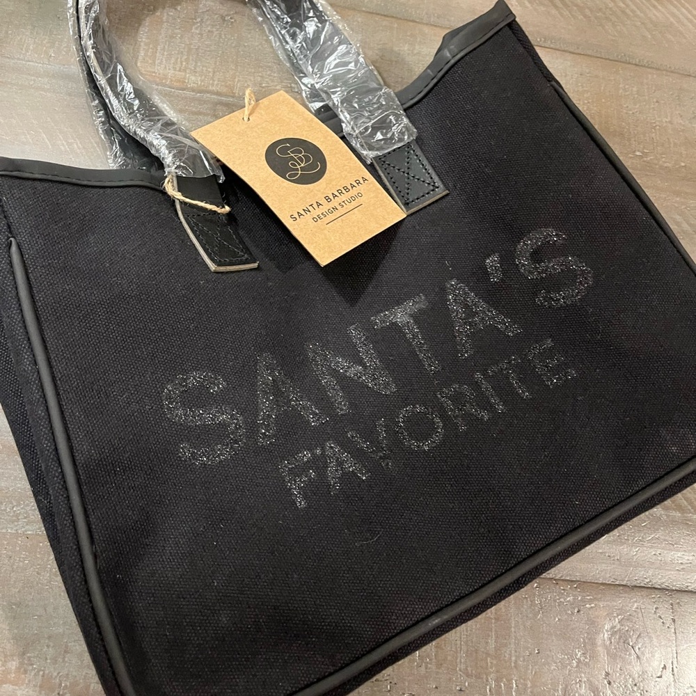 Santa Barbara Design Studio Black Holiday Mini Canvas Tote Bag, Santa’s Favorite - Picture 3 of 8